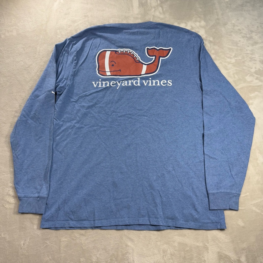 Vineyard Vines Football Long Sleeve Shirt Men's Sz L Blue Front Pocket
